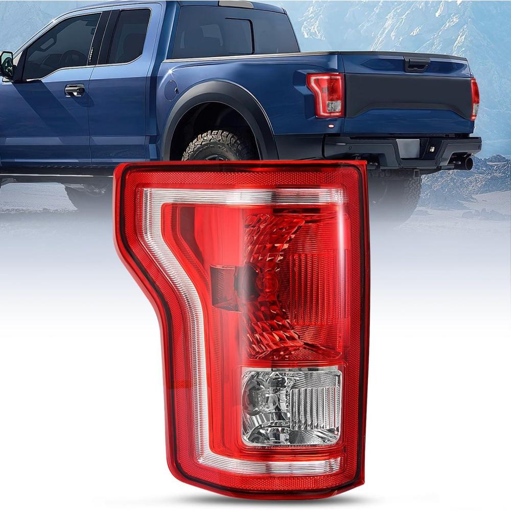 imageNilight Taillight Assembly Compatible with 2015 2016 2017 Ford F150 F150 Pickup Truck Taillight Rear Lamp Replacement OE Style Red Housing with Bulbs and Harness Driver SideDriver Side