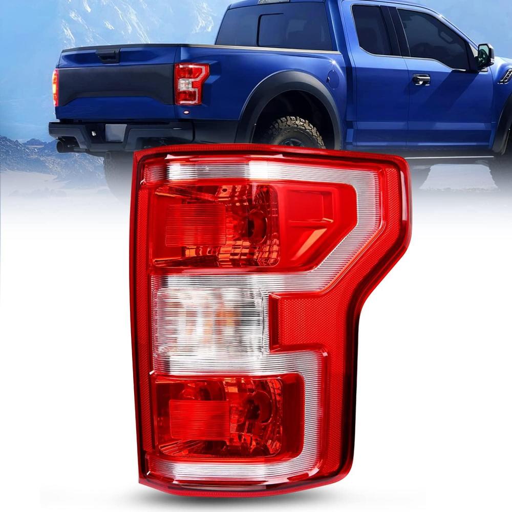 imageNilight Taillight Assembly Compatible with 2018 2019 2020 Ford F150 F150 Pickup Truck Rear Lamp Replacement OE Style Red Housing with Bulbs and Harness Driver and Passenger sidePassenger Side