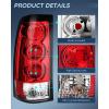 imageNilight Taillight Assembly Compatible with 1999 2000 2001 2002 2003 2004 2005 2006 GMC Sierra 19992002 Chevy Silverado Smoke Housing Rear Lamp Replacement Only Fits Fleetside ModelsRed Lens