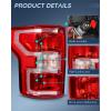 imageNilight Taillight Assembly Compatible with 2018 2019 2020 Ford F150 F150 Pickup Truck Rear Lamp Replacement OE Style Red Housing with Bulbs and Harness Driver and Passenger sideDriver Side