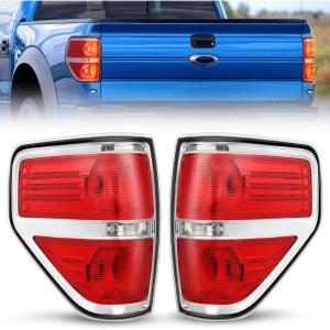 imageNilight Passenger Side Taillight Assembly for 2009 2010 2011 2012 2013 2014 Ford FF150 F150 Pickup Truck Right Rear Lamp Replacement OE Style Red Housing Tail lampChromePair of Driver and Passenger Side
