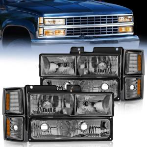 imageNilight Taillight Assembly Compatible with 1988 1989 1990 1991 1992 1993 1994 1995 1996 1997 1998 1999 Chevy GMC CK Suburban Blazer Tahoe Yukon 1999 2000 Silverado Sierra Cadillac EscaladeChrome Housing  Amber ReflectorSmoke Lens