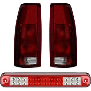 imageNilight Taillight Assembly Compatible with 1988 1989 1990 1991 1992 1993 1994 1995 1996 1997 1998 1999 Chevy GMC CK Suburban Blazer Tahoe Yukon 1999 2000 Silverado Sierra Cadillac EscaladeDark Red w3rd Brake Light