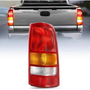 imageNilight Taillight Assembly Compatible with 1999 2000 2001 2002 2003 2004 2005 2006 GMC Sierra 19992002 Chevy Silverado Smoke Housing Rear Lamp Replacement Only Fits Fleetside ModelsRed BorderPassenger Side
