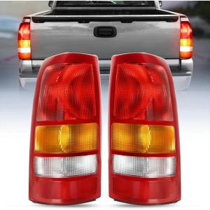 imageNilight Taillight Assembly Compatible with 1999 2000 2001 2002 2003 2004 2005 2006 GMC Sierra 19992002 Chevy Silverado Smoke Housing Rear Lamp Replacement Only Fits Fleetside ModelsRed BorderPair