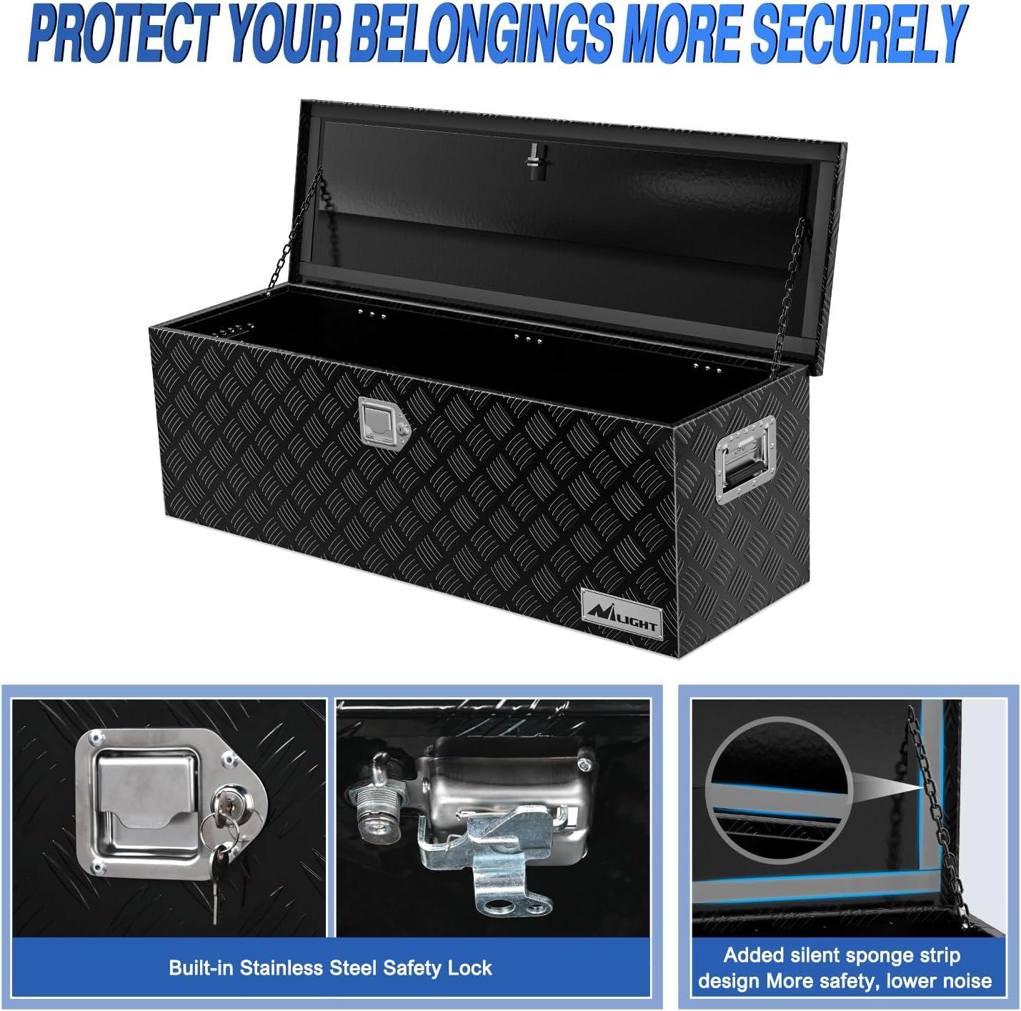 imageNilight 39 Inch Truck Tool Box Heavy Duty Aluminum Stripes Plated Pick Up Truck Bed Toolboxes 39quotx13quotx10quot Waterproof Storage Organizer for Bed of Truck RV Trailer with Side Handle Lock Keys Black44x15x15