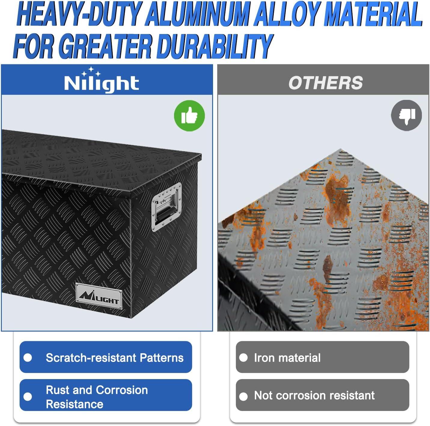 imageNilight 39 Inch Truck Tool Box Heavy Duty Aluminum Stripes Plated Pick Up Truck Bed Toolboxes 39quotx13quotx10quot Waterproof Storage Organizer for Bed of Truck RV Trailer with Side Handle Lock Keys Black44x15x15