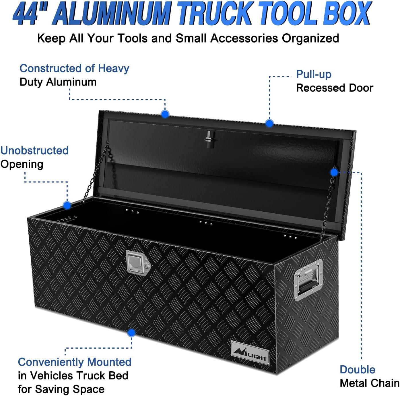 imageNilight 39 Inch Truck Tool Box Heavy Duty Aluminum Stripes Plated Pick Up Truck Bed Toolboxes 39quotx13quotx10quot Waterproof Storage Organizer for Bed of Truck RV Trailer with Side Handle Lock Keys Black44x15x15