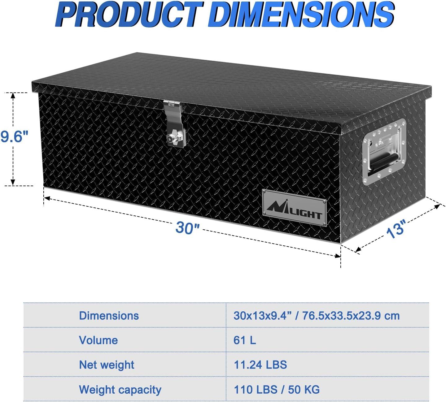 imageNilight 39 Inch Truck Tool Box Heavy Duty Aluminum Stripes Plated Pick Up Truck Bed Toolboxes 39quotx13quotx10quot Waterproof Storage Organizer for Bed of Truck RV Trailer with Side Handle Lock Keys Black30x13x96