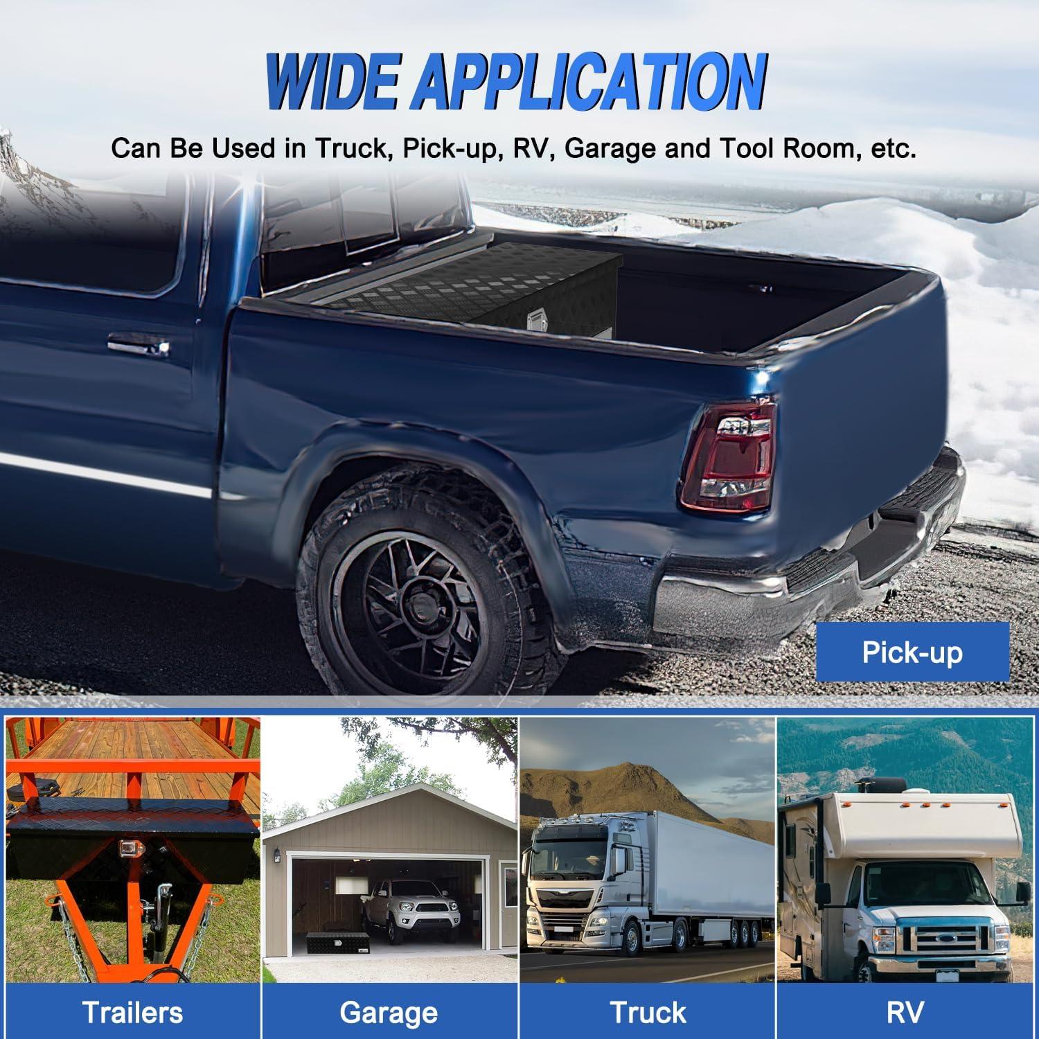 imageNilight 39 Inch Truck Tool Box Heavy Duty Aluminum Stripes Plated Pick Up Truck Bed Toolboxes 39quotx13quotx10quot Waterproof Storage Organizer for Bed of Truck RV Trailer with Side Handle Lock Keys Black39x13x10