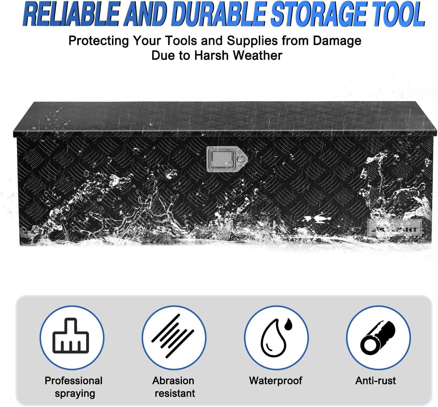 imageNilight 39 Inch Truck Tool Box Heavy Duty Aluminum Stripes Plated Pick Up Truck Bed Toolboxes 39quotx13quotx10quot Waterproof Storage Organizer for Bed of Truck RV Trailer with Side Handle Lock Keys Black44x15x15