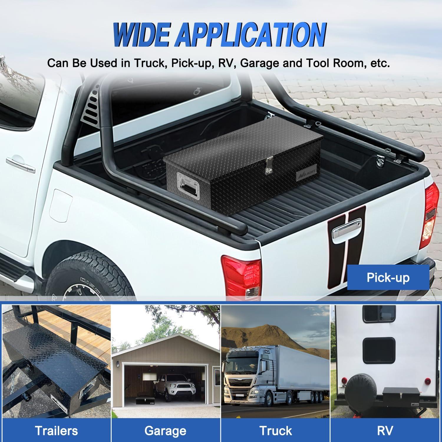 imageNilight 39 Inch Truck Tool Box Heavy Duty Aluminum Stripes Plated Pick Up Truck Bed Toolboxes 39quotx13quotx10quot Waterproof Storage Organizer for Bed of Truck RV Trailer with Side Handle Lock Keys Black30x13x96