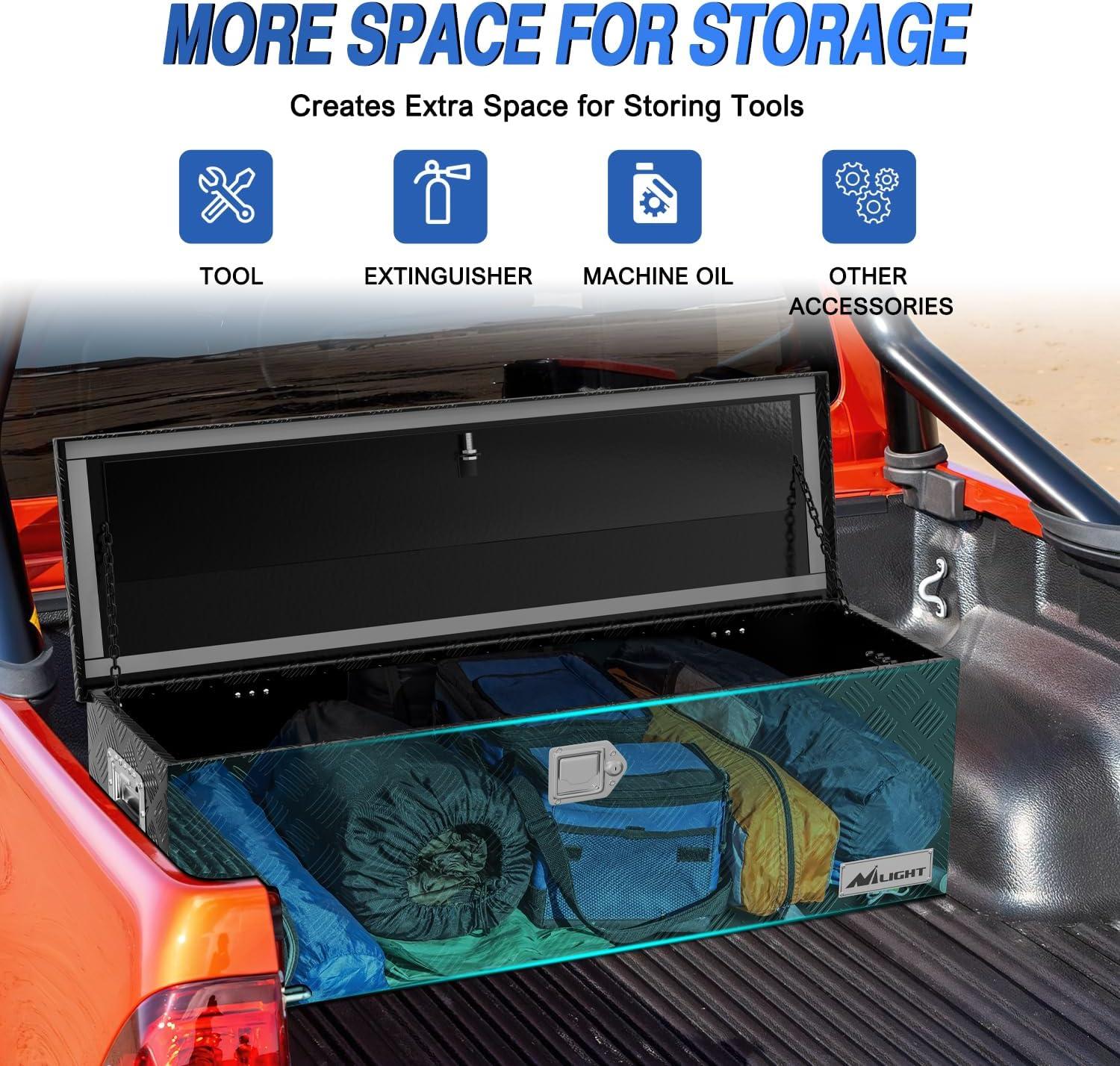 imageNilight 39 Inch Truck Tool Box Heavy Duty Aluminum Stripes Plated Pick Up Truck Bed Toolboxes 39quotx13quotx10quot Waterproof Storage Organizer for Bed of Truck RV Trailer with Side Handle Lock Keys Black44x15x15