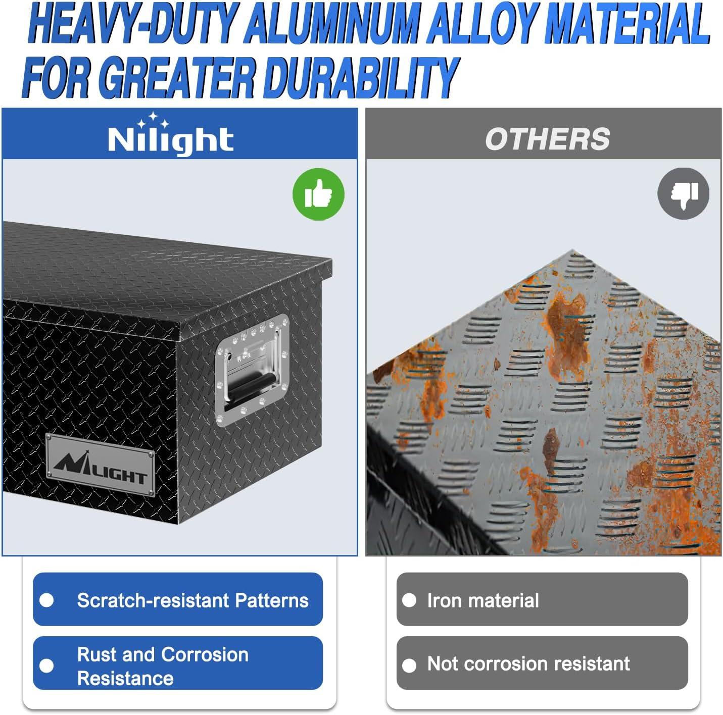 imageNilight 39 Inch Truck Tool Box Heavy Duty Aluminum Stripes Plated Pick Up Truck Bed Toolboxes 39quotx13quotx10quot Waterproof Storage Organizer for Bed of Truck RV Trailer with Side Handle Lock Keys Black30x13x96