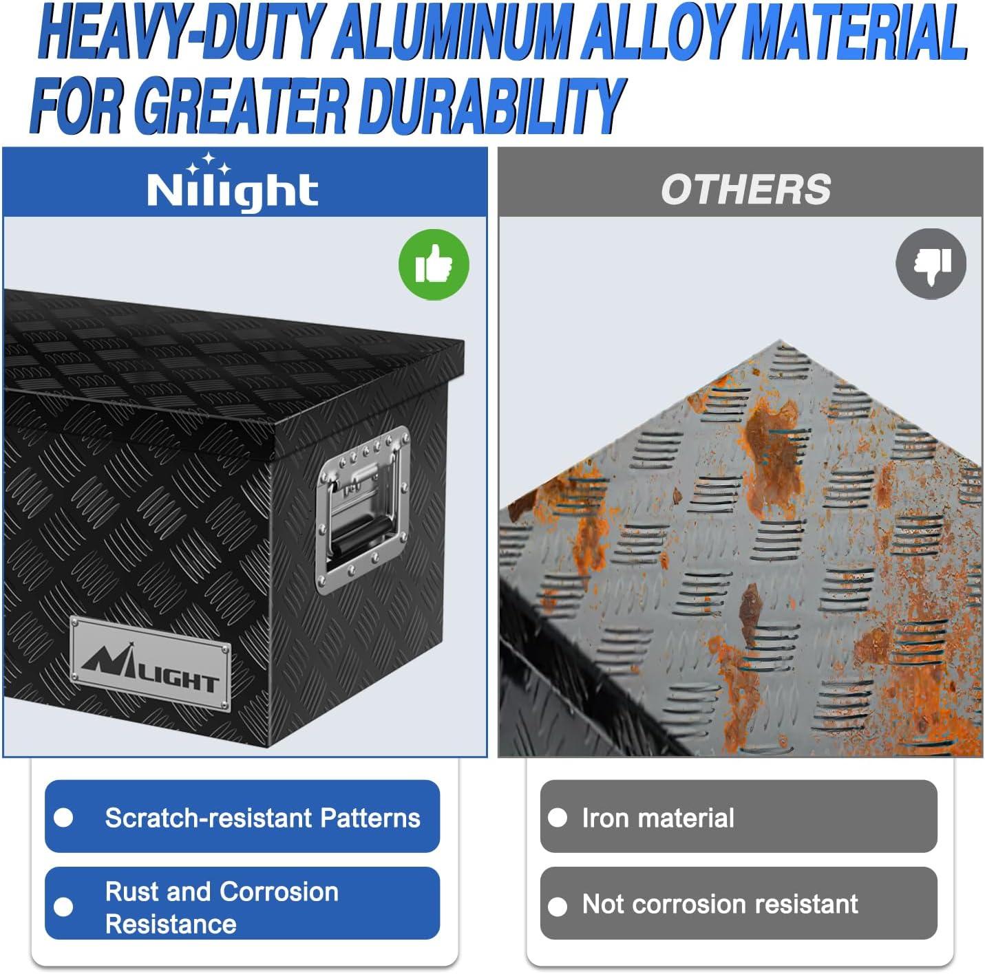 imageNilight 39 Inch Truck Tool Box Heavy Duty Aluminum Stripes Plated Pick Up Truck Bed Toolboxes 39quotx13quotx10quot Waterproof Storage Organizer for Bed of Truck RV Trailer with Side Handle Lock Keys Black39x13x10