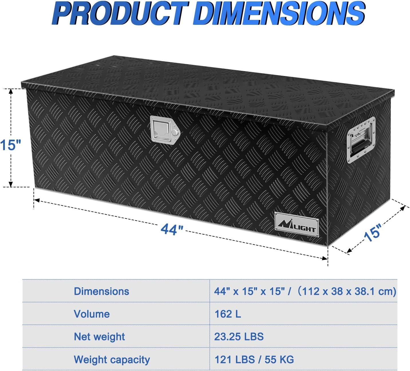 imageNilight 39 Inch Truck Tool Box Heavy Duty Aluminum Stripes Plated Pick Up Truck Bed Toolboxes 39quotx13quotx10quot Waterproof Storage Organizer for Bed of Truck RV Trailer with Side Handle Lock Keys Black44x15x15