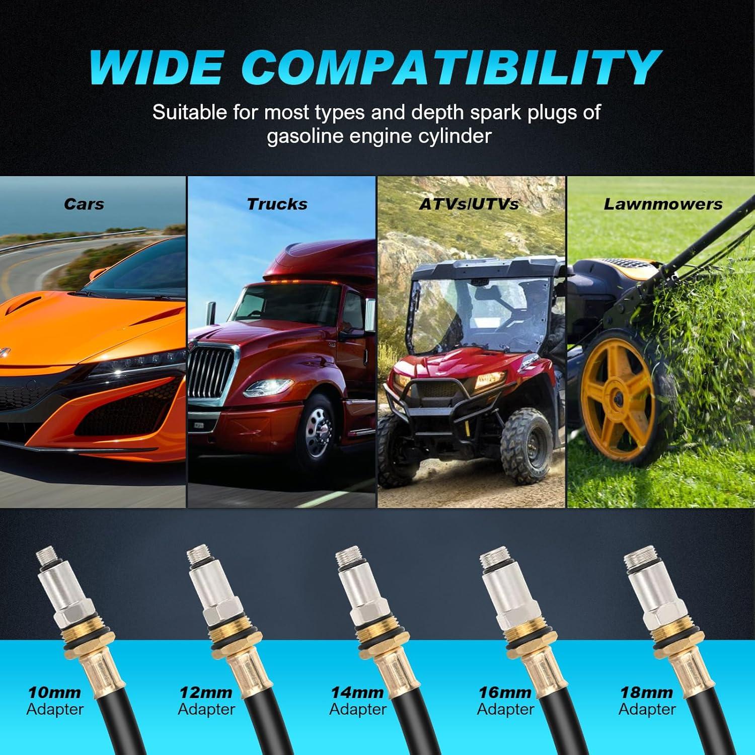 imageNilight Cylinder Leak Down Tester Gasoline Engine Compression Dual Gauge Leakdown Detector Automotive Tool Set with 10 12 14mm Spark Plugs11pcs