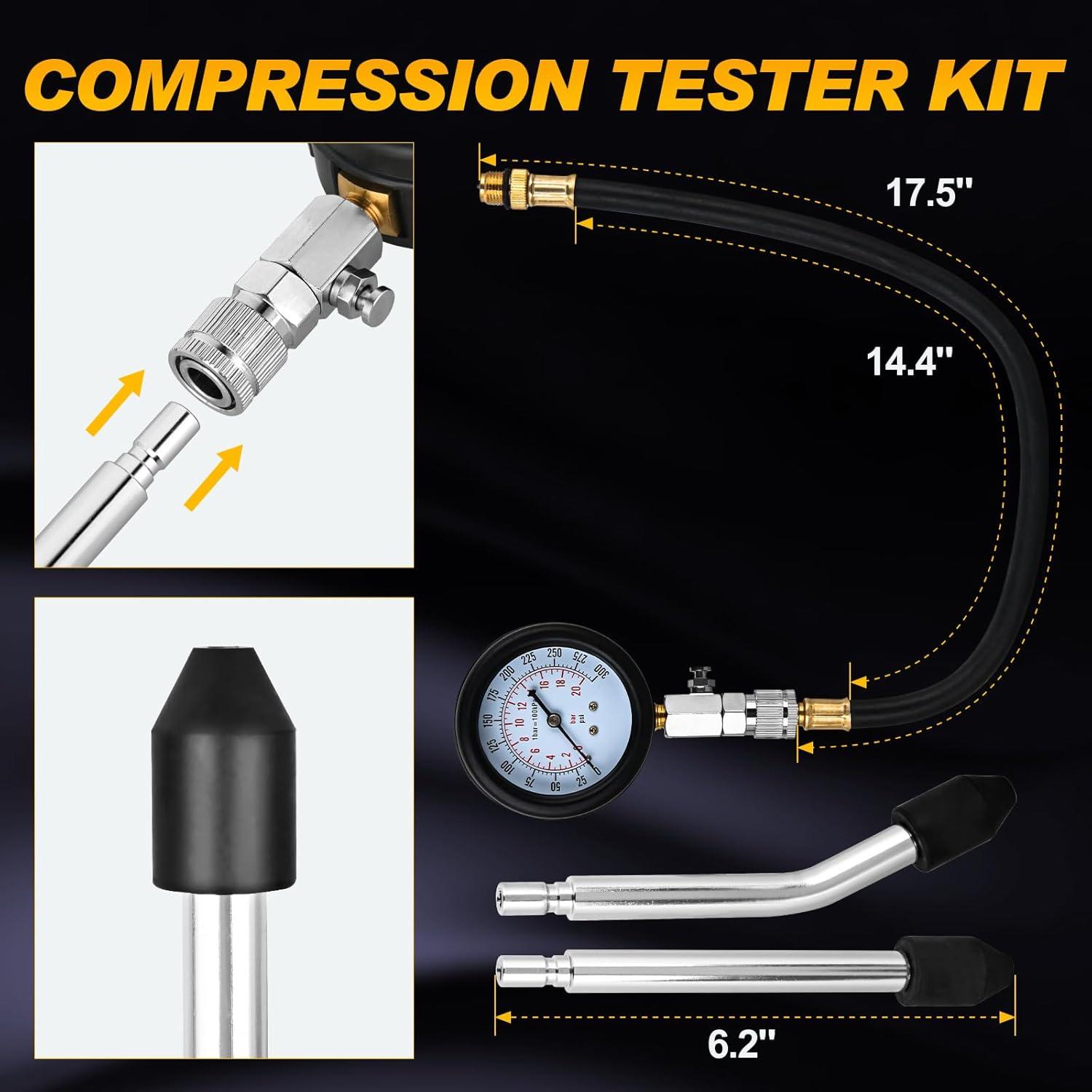 imageNilight Cylinder Leak Down Tester Gasoline Engine Compression Dual Gauge Leakdown Detector Automotive Tool Set with 10 12 14mm Spark Plugs8pcs