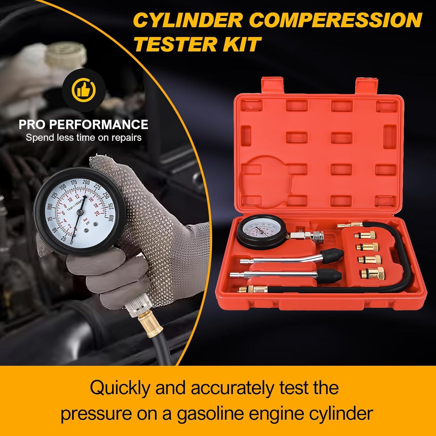 imageNilight Cylinder Leak Down Tester Gasoline Engine Compression Dual Gauge Leakdown Detector Automotive Tool Set with 10 12 14mm Spark Plugs8pcs