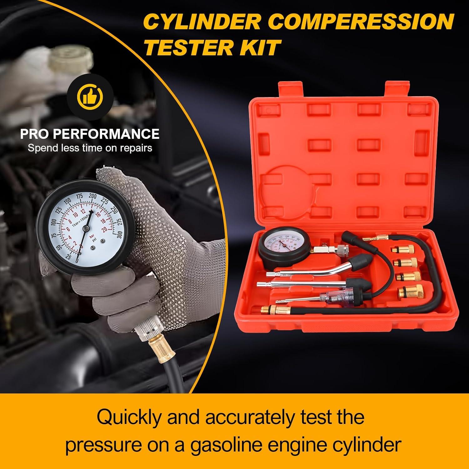 imageNilight Cylinder Leak Down Tester Gasoline Engine Compression Dual Gauge Leakdown Detector Automotive Tool Set with 10 12 14mm Spark Plugs9pcs
