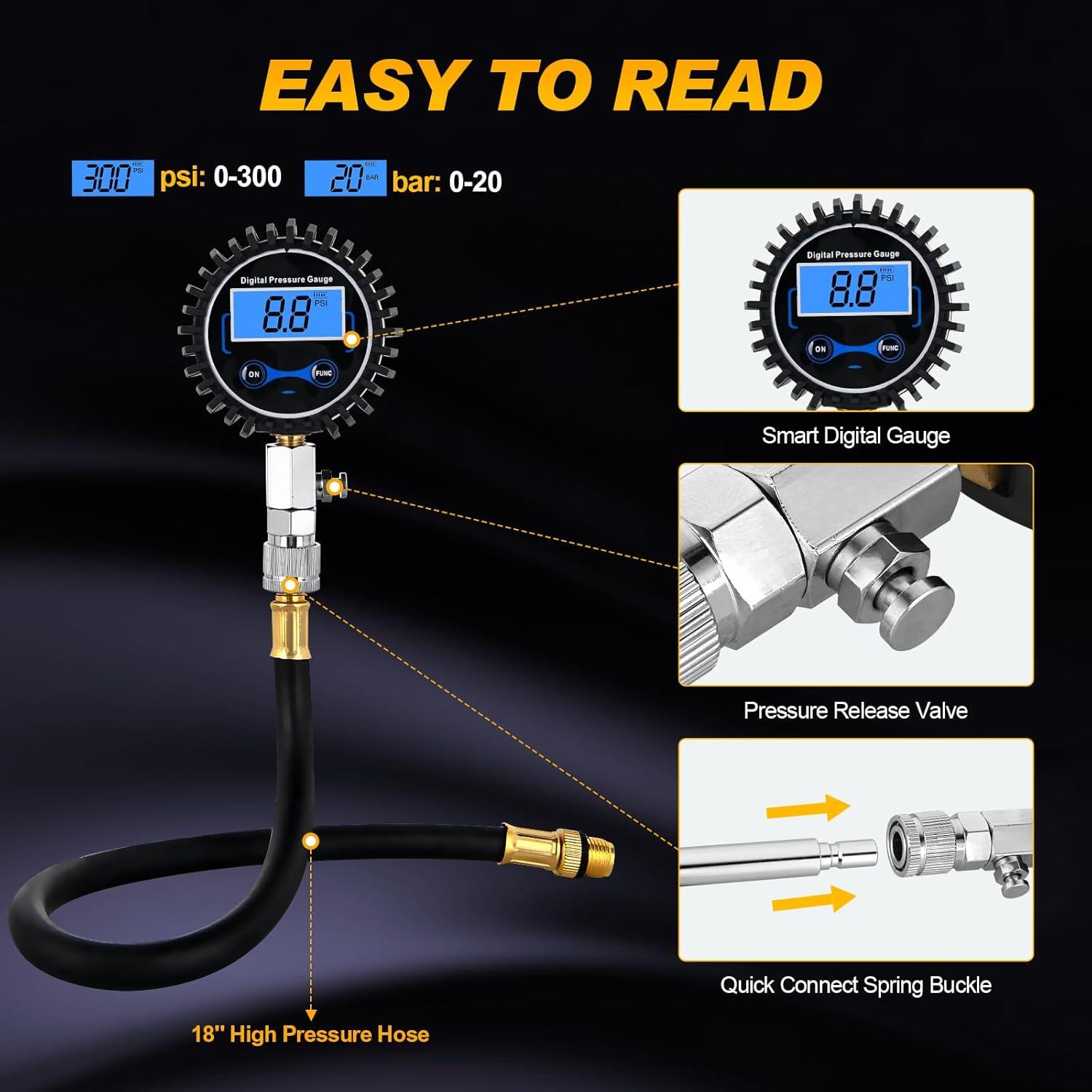 imageNilight Cylinder Leak Down Tester Gasoline Engine Compression Dual Gauge Leakdown Detector Automotive Tool Set with 10 12 14mm Spark PlugsDigital