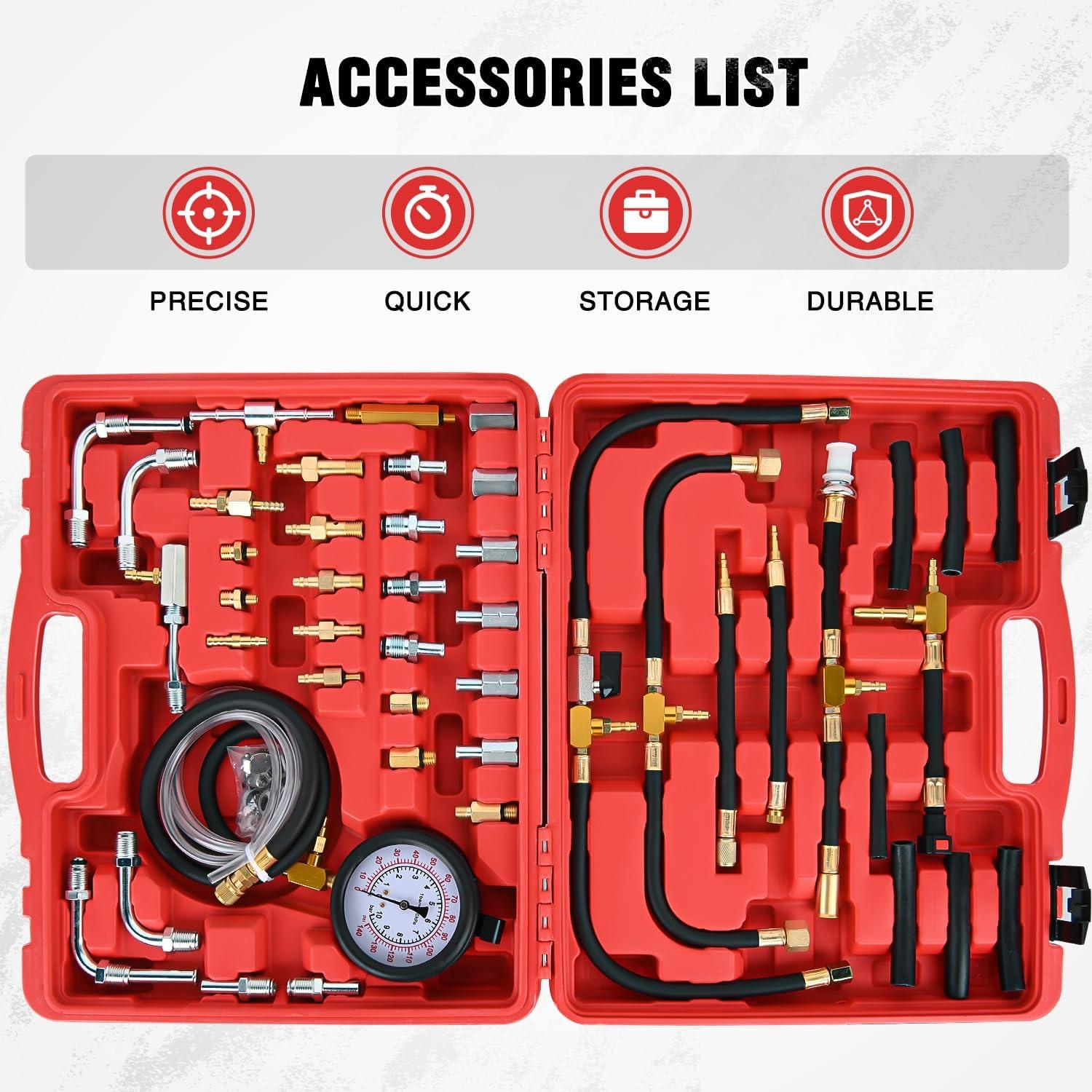 imageNilight Fuel Pressure Gauge Tester Kit 0100 PSI Fuel Injection Pump Pressure Gauge Petrol Engine Diagnostic Tester for Car Truck Motorcycle SUV ATV RV 9PCSMaster A