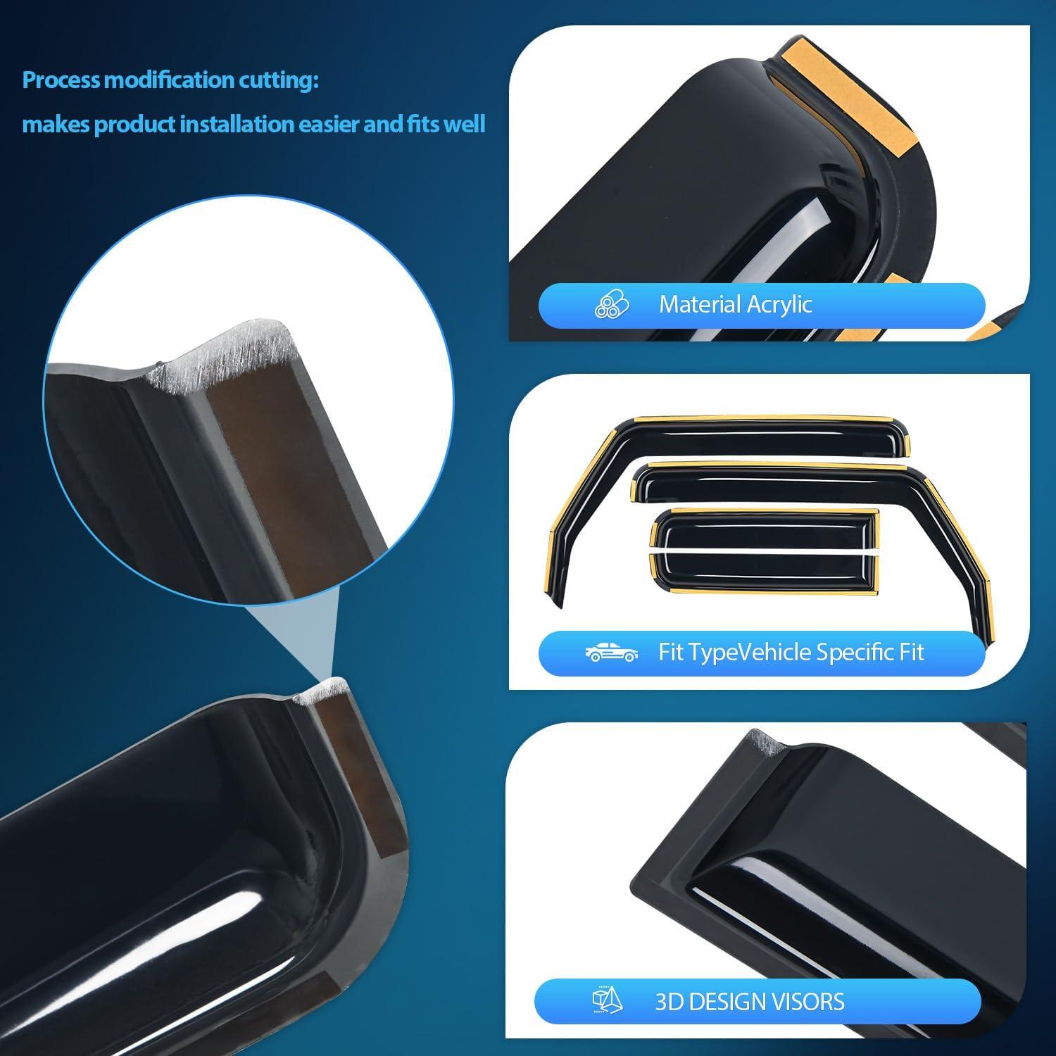 imageNilight Window Visor Compatible with Dodge Durango 2011 2012 2013 2014 2015 2016 2017 2018 2019 2020 2021 2022 2023 2024 in Channel Window Deflectors Rain Guards Acrylic4pcsWrangler JL 20182024