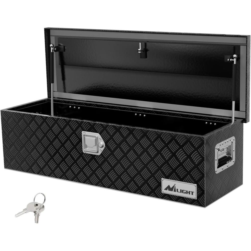 imageNilight 39 Inch Truck Tool Box Heavy Duty Aluminum Stripes Plated Pick Up Truck Bed Toolboxes 39quotx13quotx10quot Waterproof Storage Organizer for Bed of Truck RV Trailer with Side Handle Lock Keys Black39x13x10