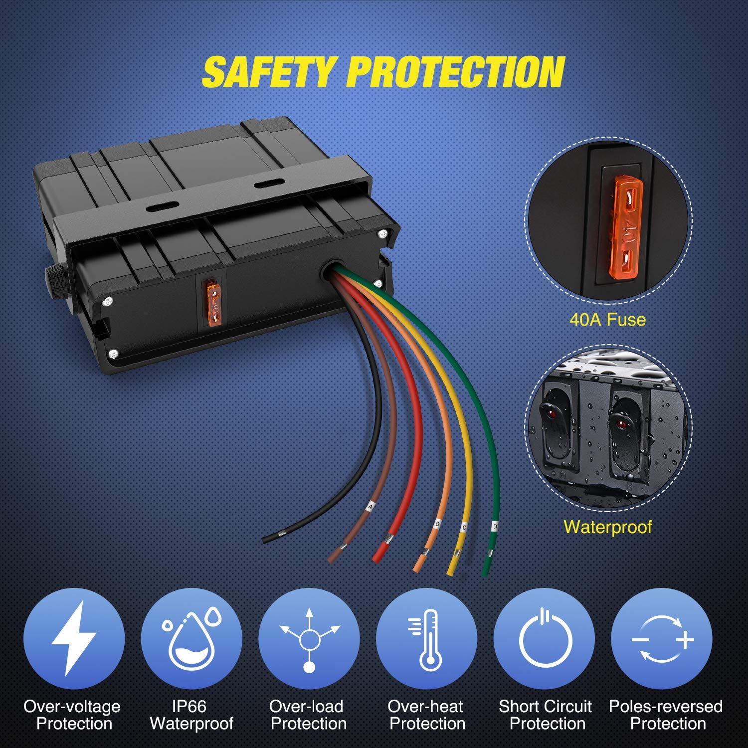 imageNilight  6 Gang Rocker Switch Box SPST Toggle Switch Panel 12V 24V 20A Switch Panel 60Amp Max for Automotive Cars Vehicles Boats RVs Campers SUVs4 Gang Switch Box