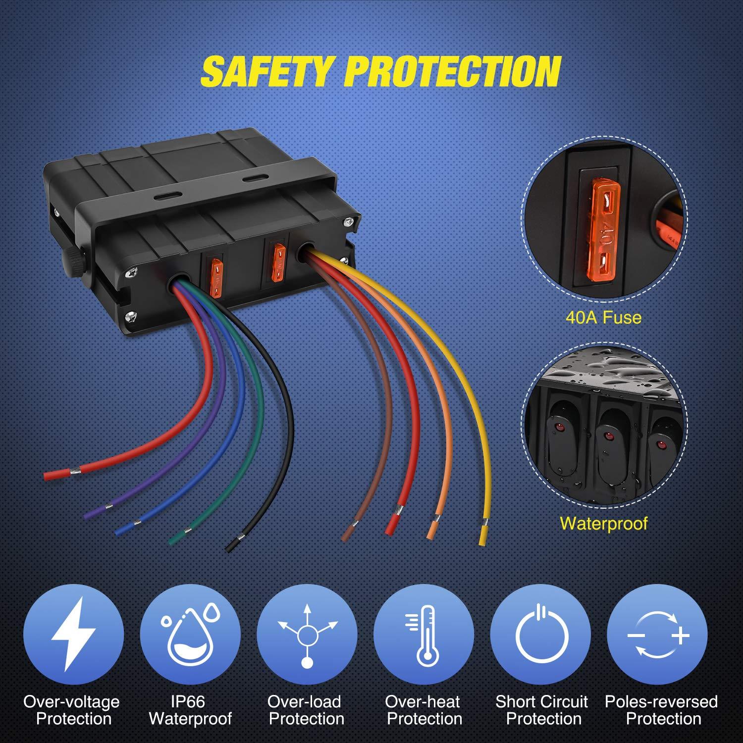 imageNilight  6 Gang Rocker Switch Box SPST Toggle Switch Panel 12V 24V 20A Switch Panel 60Amp Max for Automotive Cars Vehicles Boats RVs Campers SUVs6 Gang Switch Box