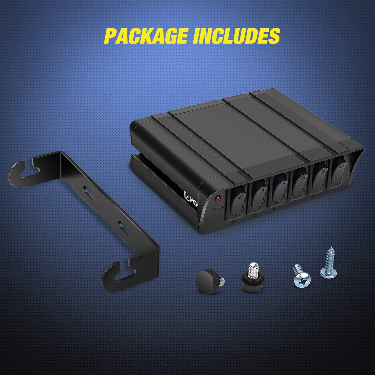 imageNilight  6 Gang Rocker Switch Box SPST Toggle Switch Panel 12V 24V 20A Switch Panel 60Amp Max for Automotive Cars Vehicles Boats RVs Campers SUVs6 Gang Switch Box