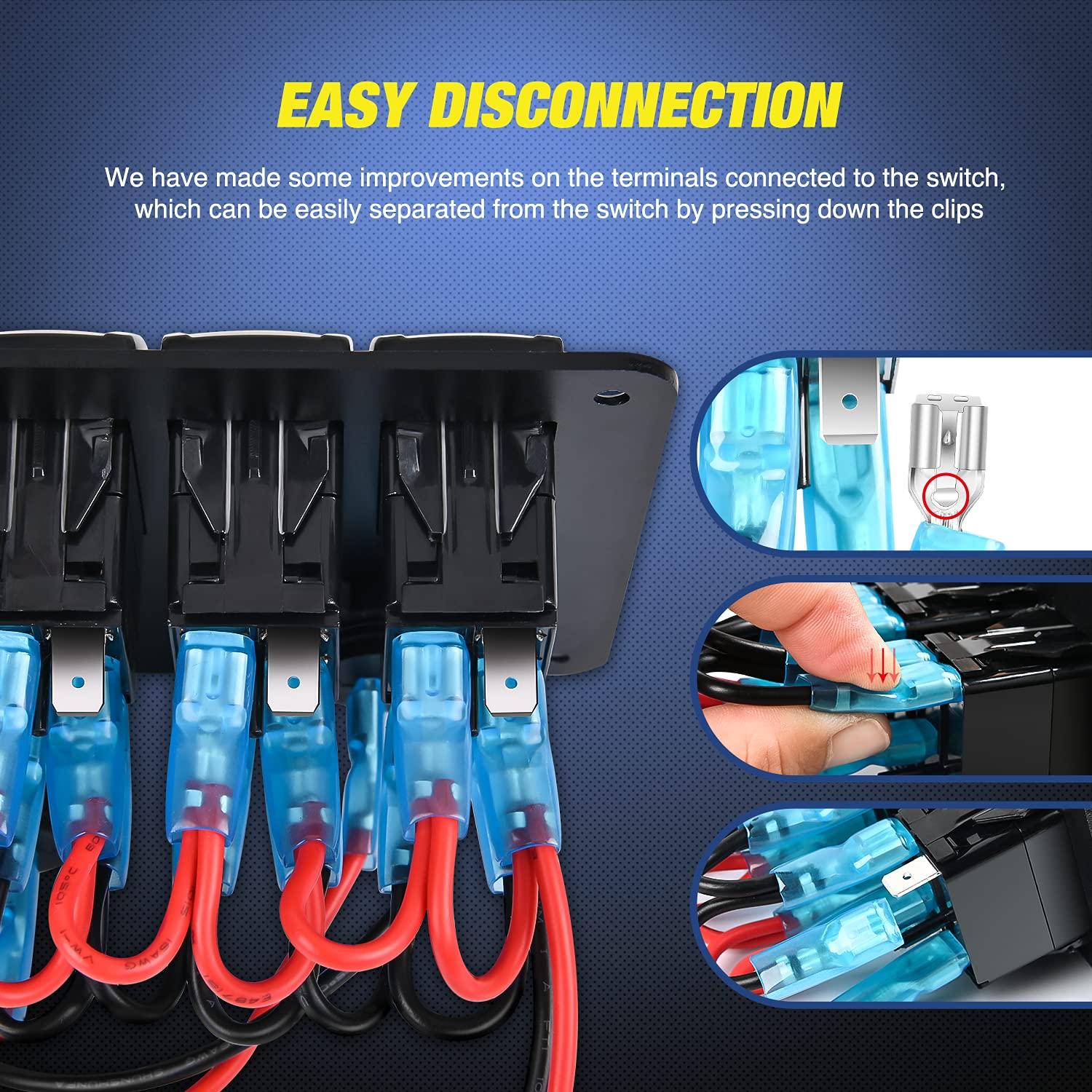 imageNilight  Gang Rocker Switch Panel with USB Charger and Cigarette Lighter 12V 24V Toggle LED Light Bar Rear Lights Rock Switches for Cars Rvs Trucks3 Gang USBCigar Lighter Socket