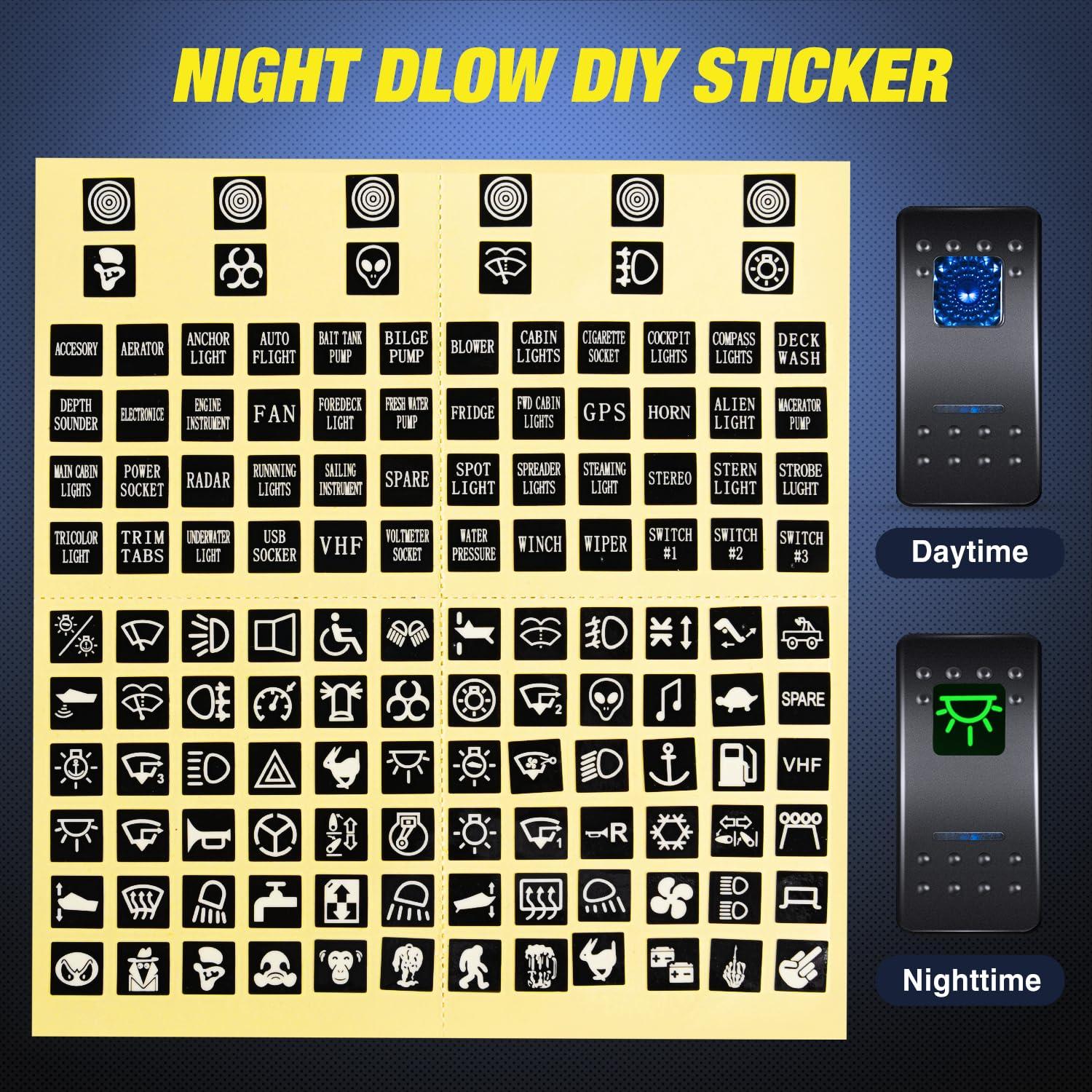 imageNilight 3 Gang Rocker Switch Panel with USB Charger and Cigar Lighter 12V 24V Toggle ON Off Green Night Glow Stickers for Cars Rvs TrucksType C  USB Blue