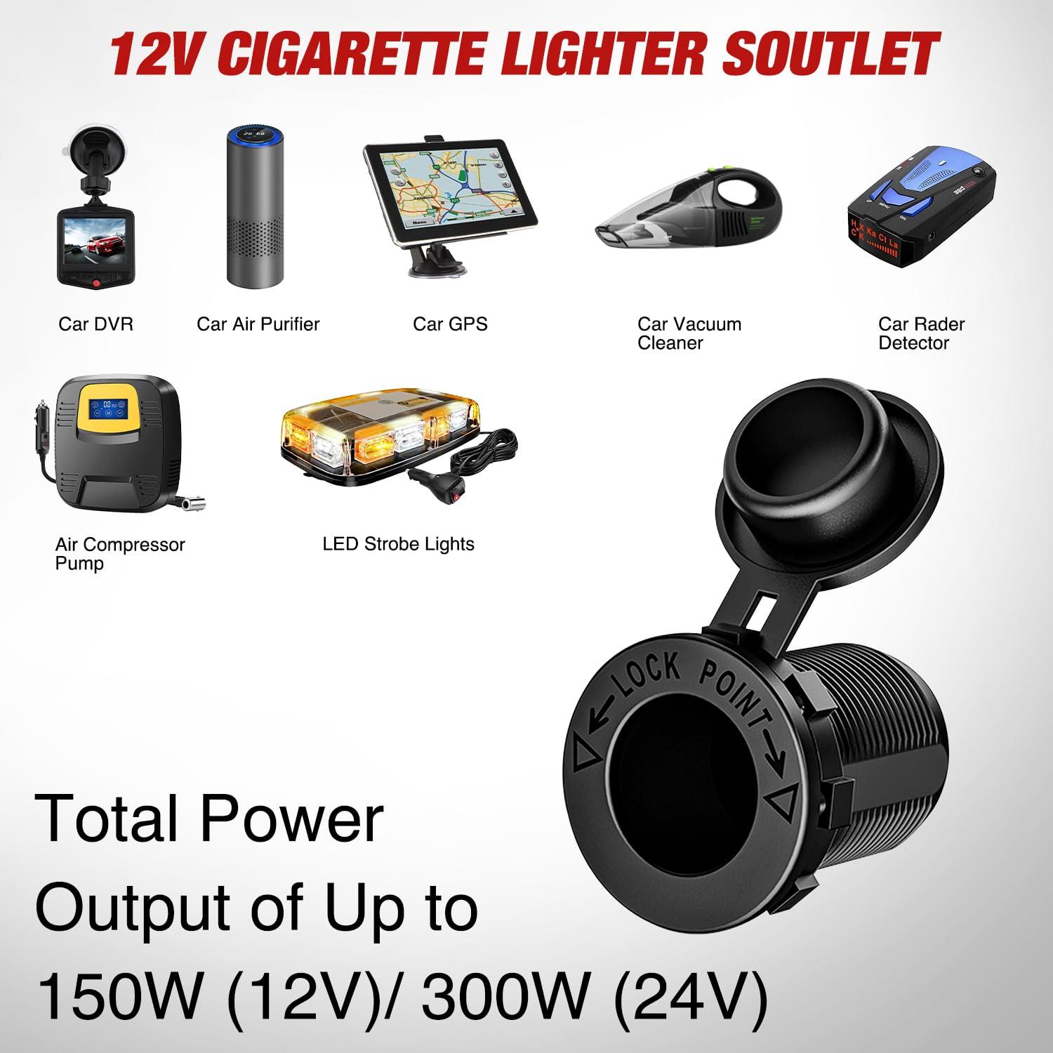 imageNilight 4 in 1 Outlet Socket Panel 12V DC 48A Dual USB 12 Volt Cigarette Lighter LED Voltmeter ON Off Rocker Toggle Switch for Marine Boat Truck CarGreen