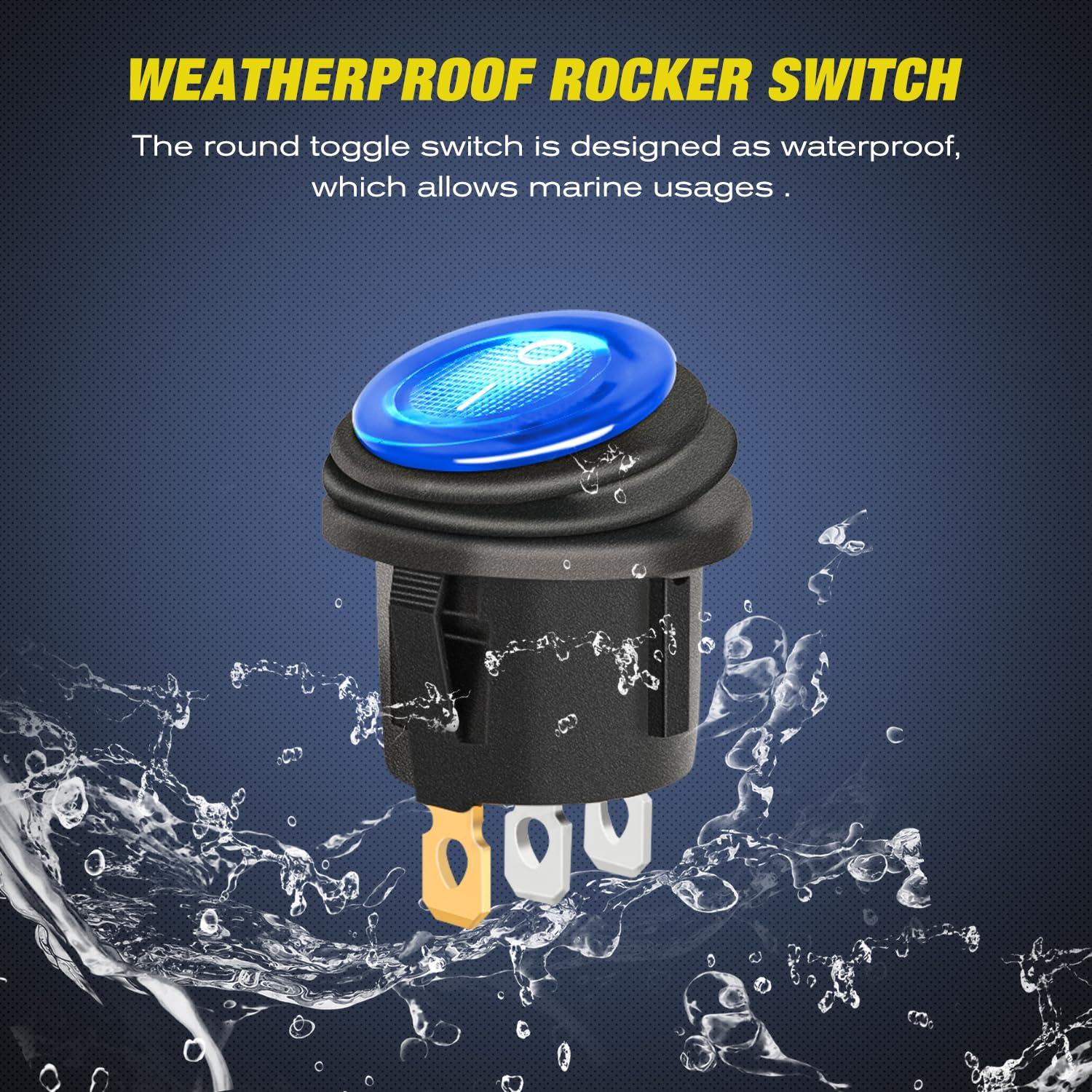 imageNilight 5 Gang 3 Pin Rocker Switch Panel 20A Waterproof On Off 12V Green Toggle for Cars Trucks BoatsBlue Waterproof