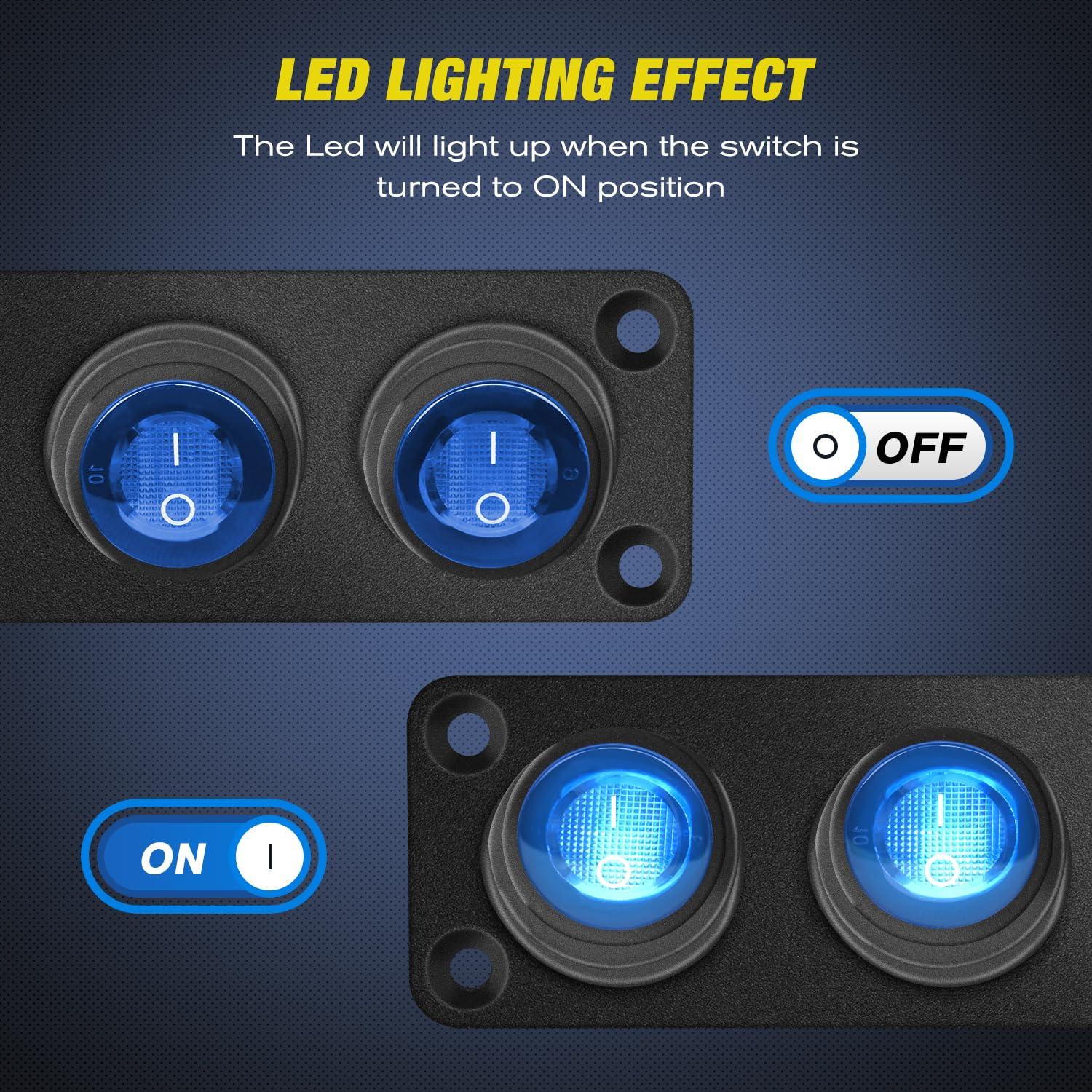 imageNilight 5 Gang 3 Pin Rocker Switch Panel 20A Waterproof On Off 12V Green Toggle for Cars Trucks BoatsBlue Waterproof