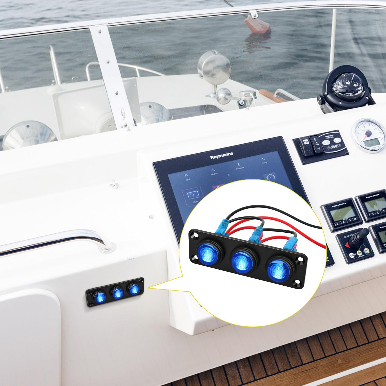 imageNilight 5 Gang 3 Pin Rocker Switch Panel 20A Waterproof On Off 12V Green Toggle for Cars Trucks BoatsBlue Waterproof