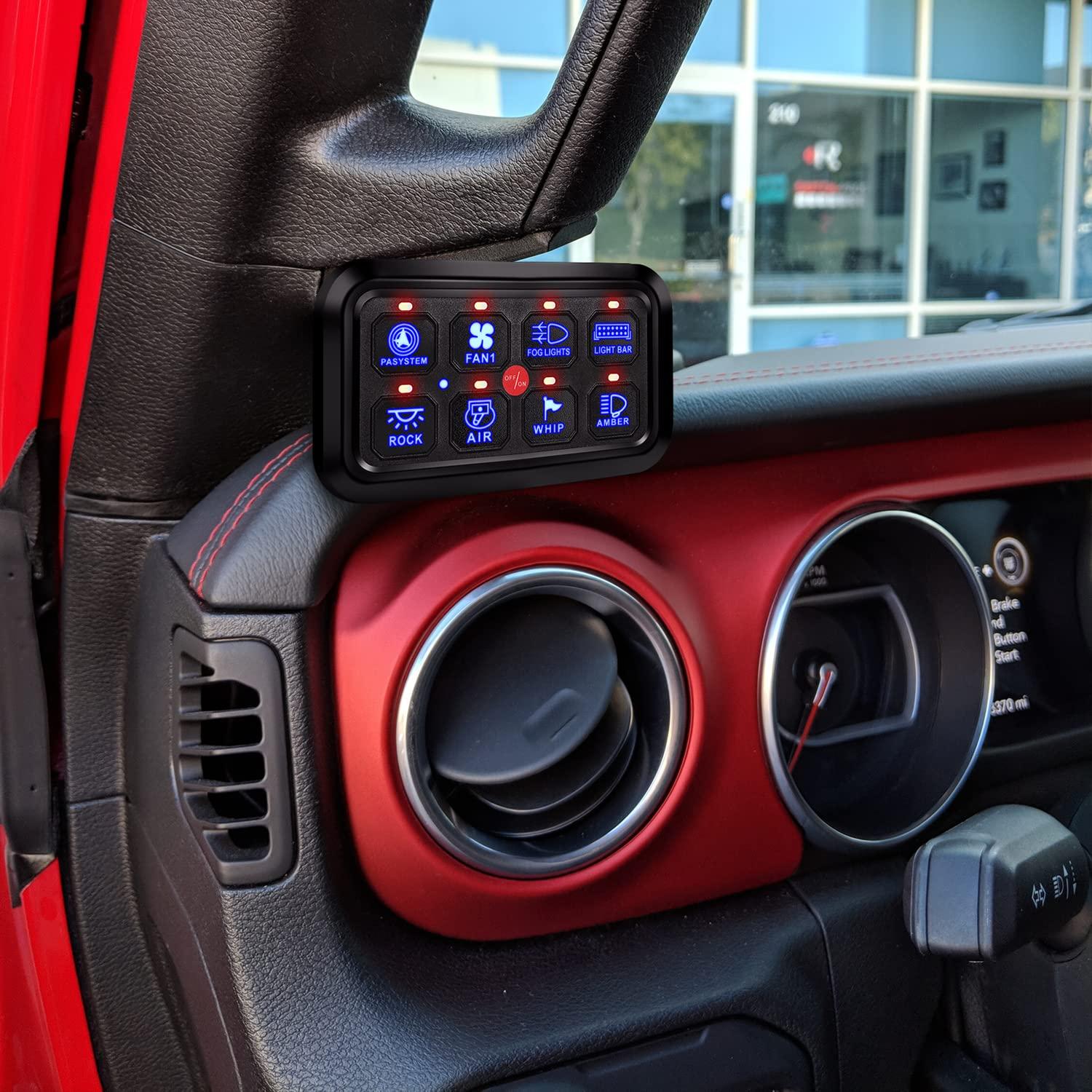 imageNilight 6 Gang Switch Panel Universal Circuit Control Relay System with Fuse Wiring Harness Automatic Dimmable ONOff LED Pod for Cars Trucks Boats ATV UTV SUVBlue