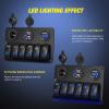 imageNilight  Gang Rocker Switch Panel with USB Charger and Cigarette Lighter 12V 24V Toggle LED Light Bar Rear Lights Rock Switches for Cars Rvs Trucks6 Gang