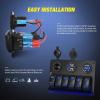 imageNilight  Gang Rocker Switch Panel with USB Charger and Cigarette Lighter 12V 24V Toggle LED Light Bar Rear Lights Rock Switches for Cars Rvs Trucks6 Gang