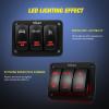 imageNilight 3 Gang Rocker Switch Panel Aluminum 5 Pin ON Off Toggle LED Light Bar SPST 12V24V Green Switches for Marine BoatsCarsATVsUTVsRed