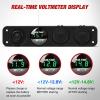 imageNilight 4 in 1 Outlet Socket Panel 12V DC 48A Dual USB 12 Volt Cigarette Lighter LED Voltmeter ON Off Rocker Toggle Switch for Marine Boat Truck CarGreen