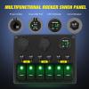 imageNilight 6 Gang ON Off Rocker Switch Panel 12V Voltmeter Dual USB Charger Cigarette Lighter Socket For RV Truck Boat  2 Years WarrantyGreen