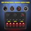 imageNilight 6 Gang ON Off Rocker Switch Panel 12V Voltmeter Dual USB Charger Cigarette Lighter Socket For RV Truck Boat  2 Years WarrantyRed