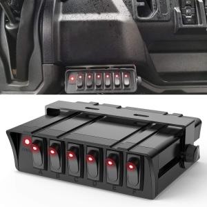 imageNilight  6 Gang Rocker Switch Box SPST Toggle Switch Panel 12V 24V 20A Switch Panel 60Amp Max for Automotive Cars Vehicles Boats RVs Campers SUVs6 Gang Switch Box