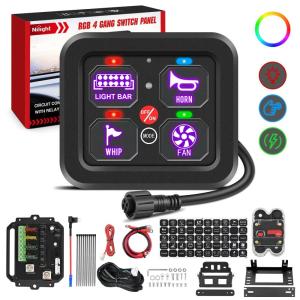 imageNilight 6 Gang Switch Panel Universal Circuit Control Relay System with Fuse Wiring Harness Automatic Dimmable ONOff LED Pod for Cars Trucks Boats ATV UTV SUVRGB