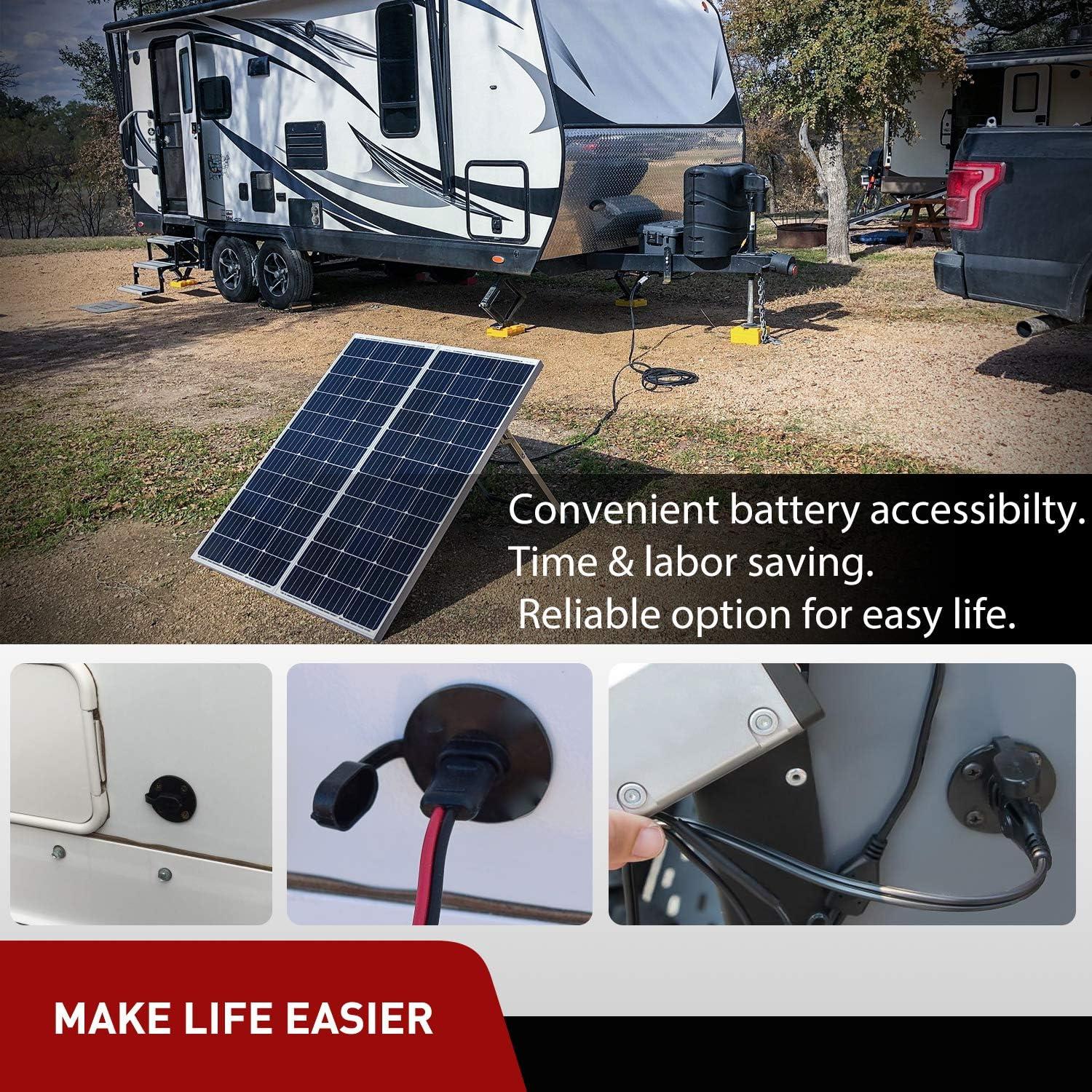 imageNilight  10040W 2 Pack 12AWG SAE Power Socket Sidewall Port Solar Panel Flush Mount Connector Plug 2Pin SAE Cable with 8 Screws for Solar Generator Battery Charger