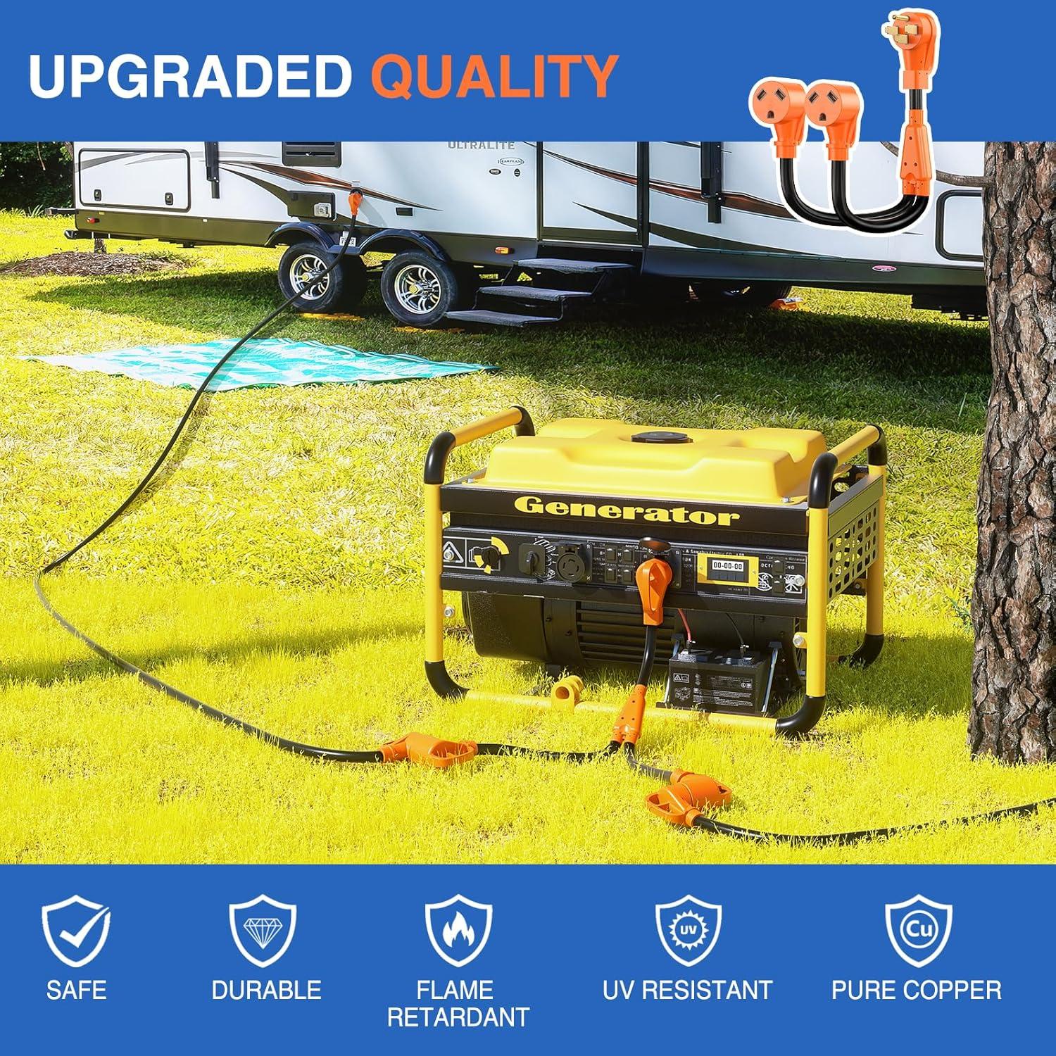 imageNilight  50033R 18 inch 50 Amp to 30 Amp RV Plug Adapter Heavy Duty Dogbone Electrical Adapter with Handle 50A Male to 30A Female Cord Adapter 125V3750W2 Years Warranty50M30F Y Splitter