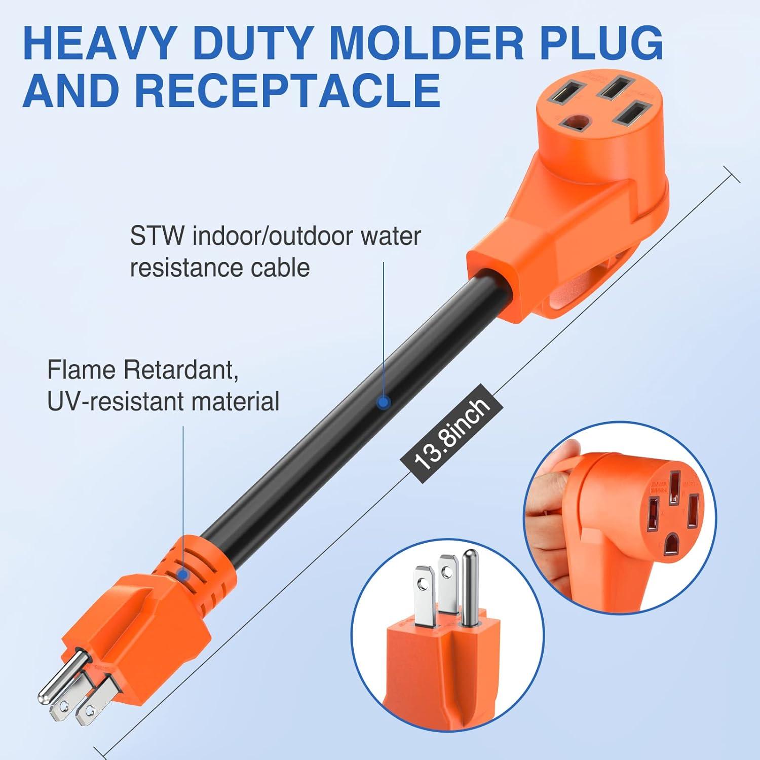 imageNilight  50033R 18 inch 50 Amp to 30 Amp RV Plug Adapter Heavy Duty Dogbone Electrical Adapter with Handle 50A Male to 30A Female Cord Adapter 125V3750W2 Years Warranty15M50F