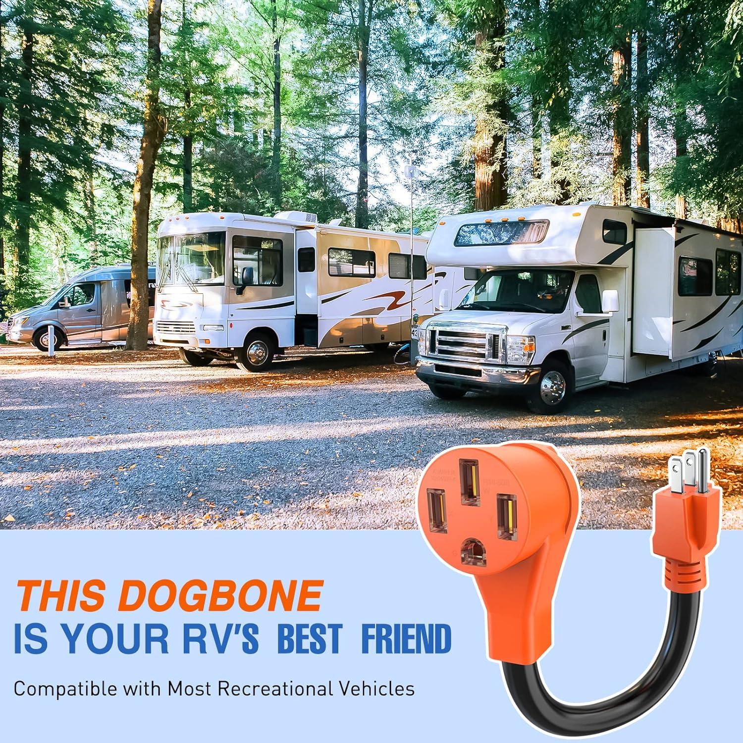 imageNilight  50033R 18 inch 50 Amp to 30 Amp RV Plug Adapter Heavy Duty Dogbone Electrical Adapter with Handle 50A Male to 30A Female Cord Adapter 125V3750W2 Years Warranty15M50F